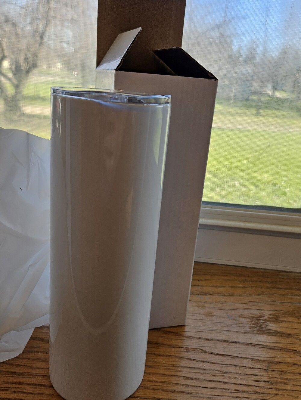 White Stainless Steel Tumbler - Tall Glossy Travel Cup